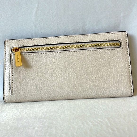 Michael Kors, Reed, Bifold Pebbled Leather Snap Wallet with Gold Accent, NEW - Picture 4 of 11